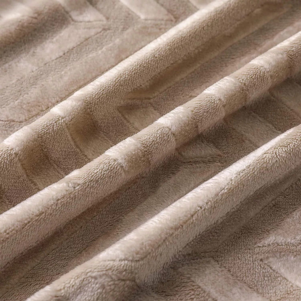 Decorative Knitted Soft Flannel Fleece Lightweight 50"x60" Throw Blanket, Brushed Chevron Design Fluffy Plush Cozy Blanket for All Seaso... - Lightweight Plush Warm Blanket for All Seasons Detail
