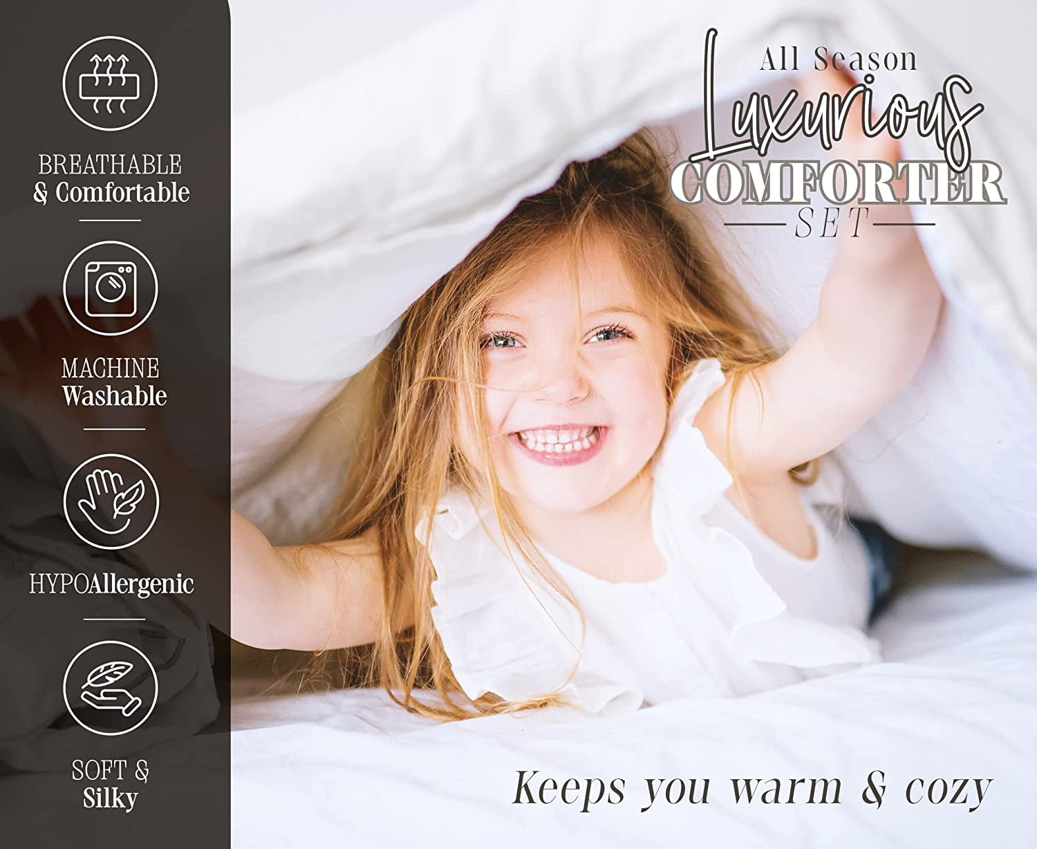 Hypoallergenic Cloud 3-Piece Comforter Set - Reversible, Box Stitched Down Alternative, King/California King, All Season Suitable, Sage/Cream - All-Season Down Alternative Comforter Insert Detail