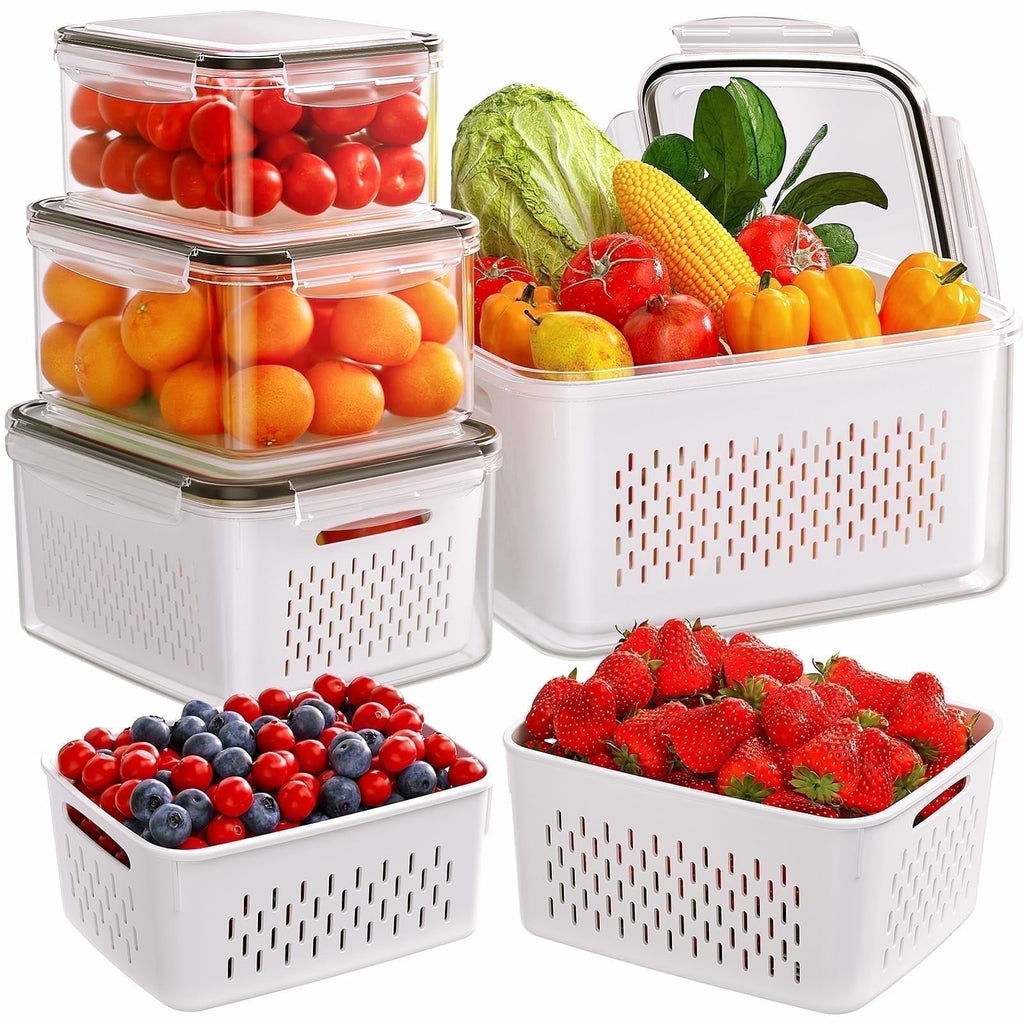 Whimsical Doughnut 5 Pack Fruit Storage Containers for Fridge with Removable Colanders and Lids, 5 in 1 Leakproof Fridge Organizer Bins ... - Deliciously Soft Cupcake Sensory Glob - Default Title