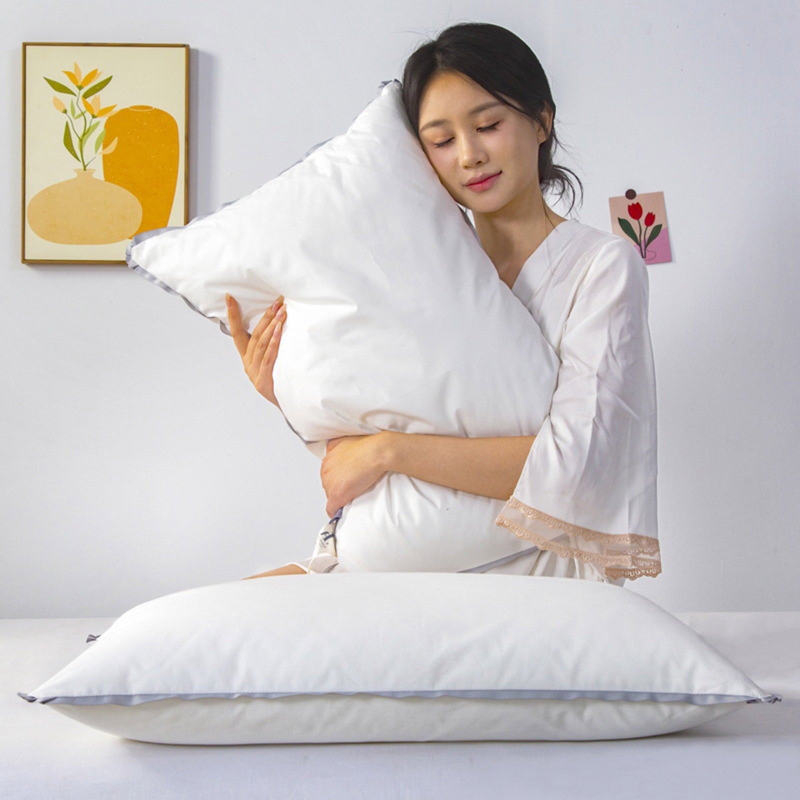 Hotel Collection Bed Pillows for Sleeping, Soft and Supportive Bed Pillow Hotel Collection Pillow, Comfortable Pillow for Side and Bac... - Hotel Quality Plush Sleeping Pillows Detail