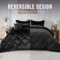 Luxurious Quilted King/Cal King Size Comforter Sets, Velvet Bedding Comforter Set for All Seasons, Black Bedding Set with Decor Pillow - Hypoallergenic Ultra-Fluffy Quilt for Winter - Default Title