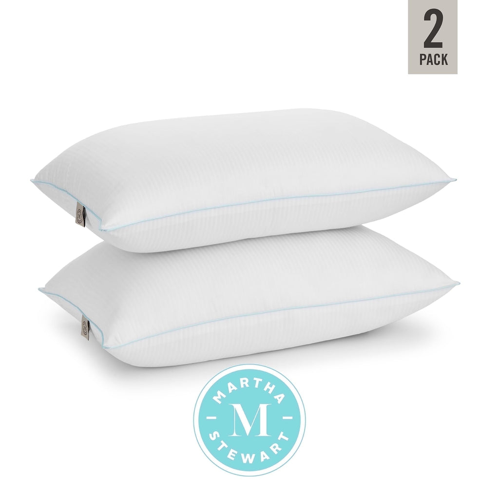 Hotel Collection Classic Stripe Bed Pillows Standard / Queen Size Set Of 2, Enhanced Loft Plush Pillow for All Sleep Positions, 20" x ... - Orthopedic Shredded Foam Bed Pillow Set Detail