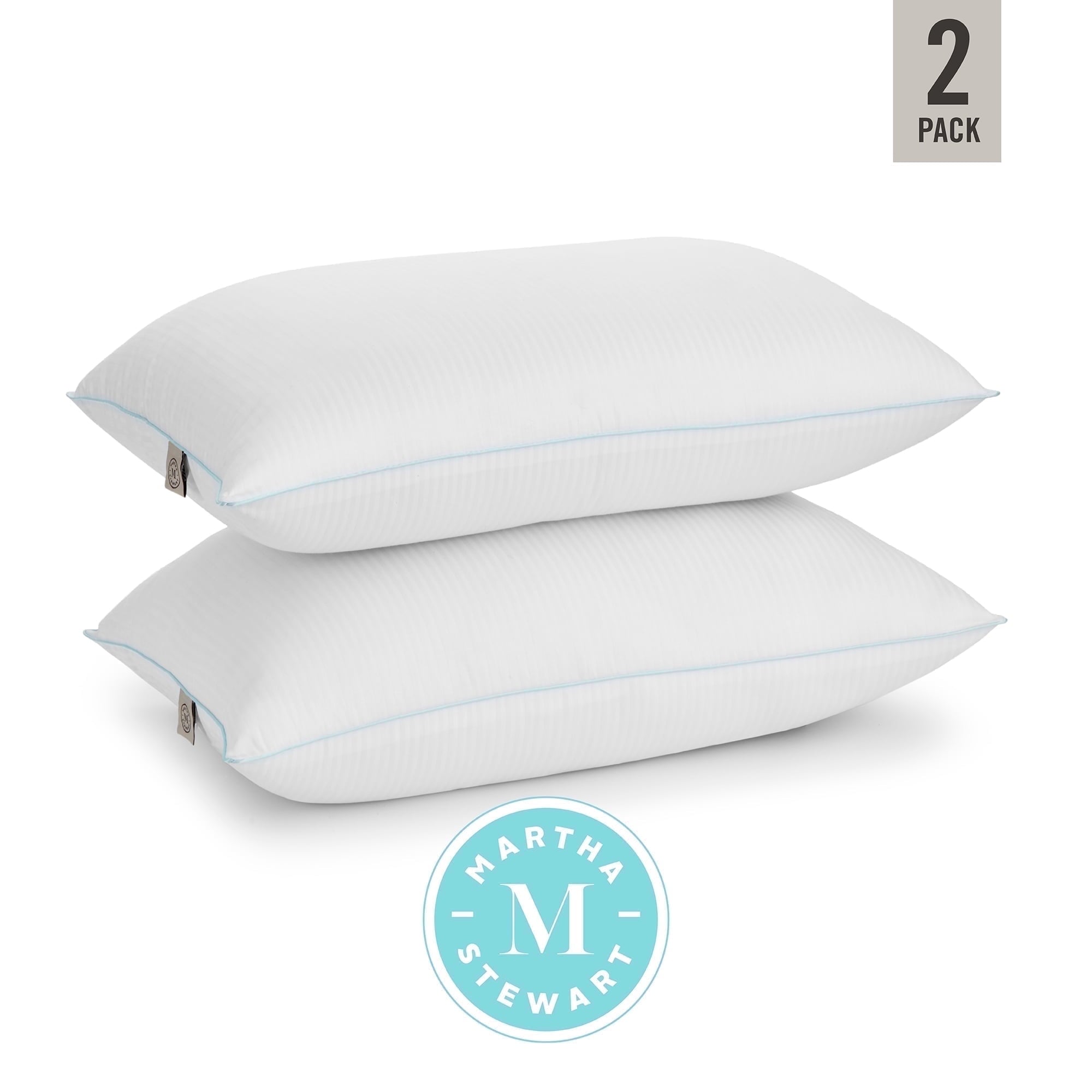 Hotel Collection Classic Stripe Bed Pillows Standard / Queen Size Set Of 2, Enhanced Loft Plush Pillow for All Sleep Positions, 20" x ... - Orthopedic Shredded Foam Bed Pillow Set Detail