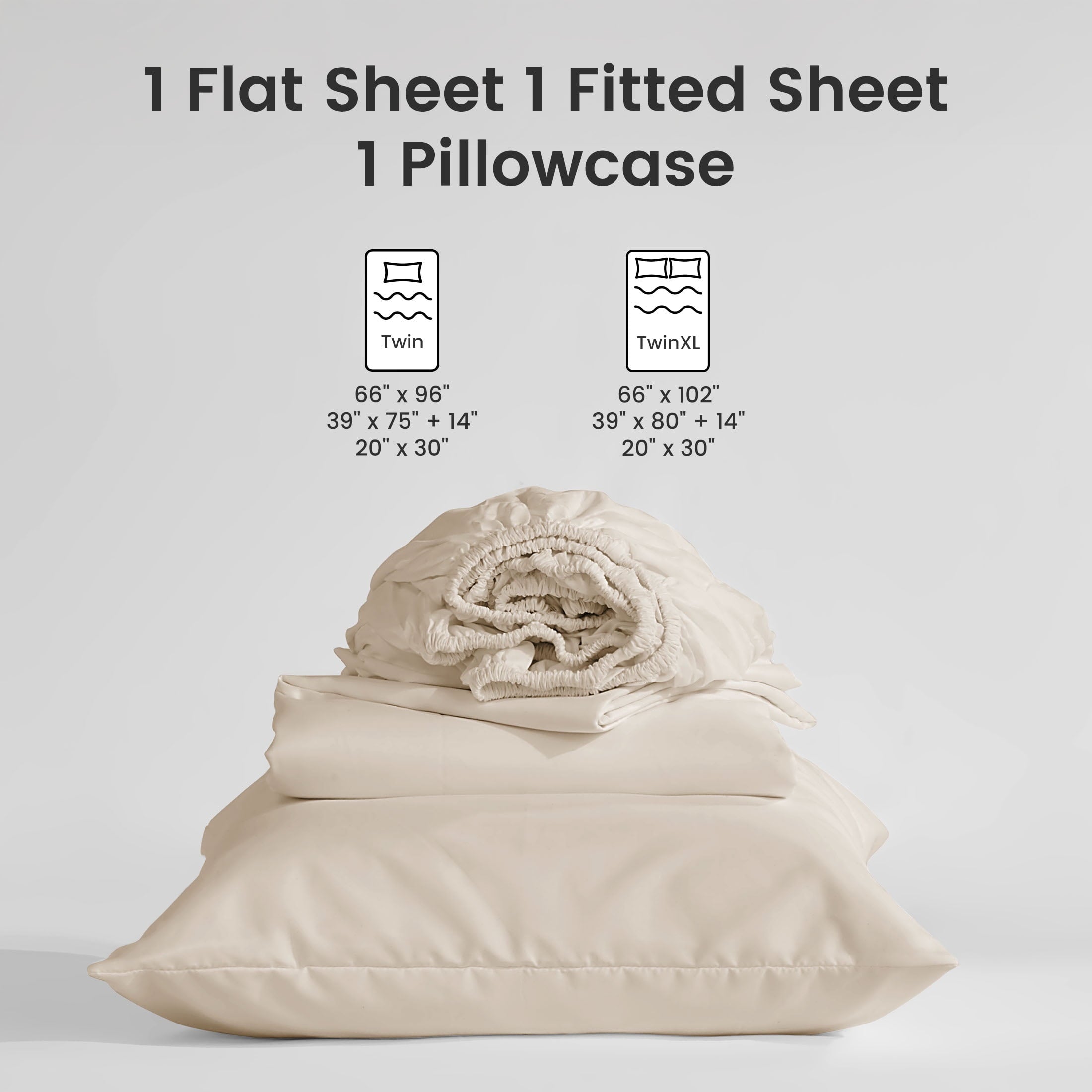 Breathable Luxury Bed Sheet Sets,Ultra Soft Breathable Luxury 4 Piece, (Beige, Queen) - Premium Ultra-Soft Pillowcase Pair for Sleeping Detail