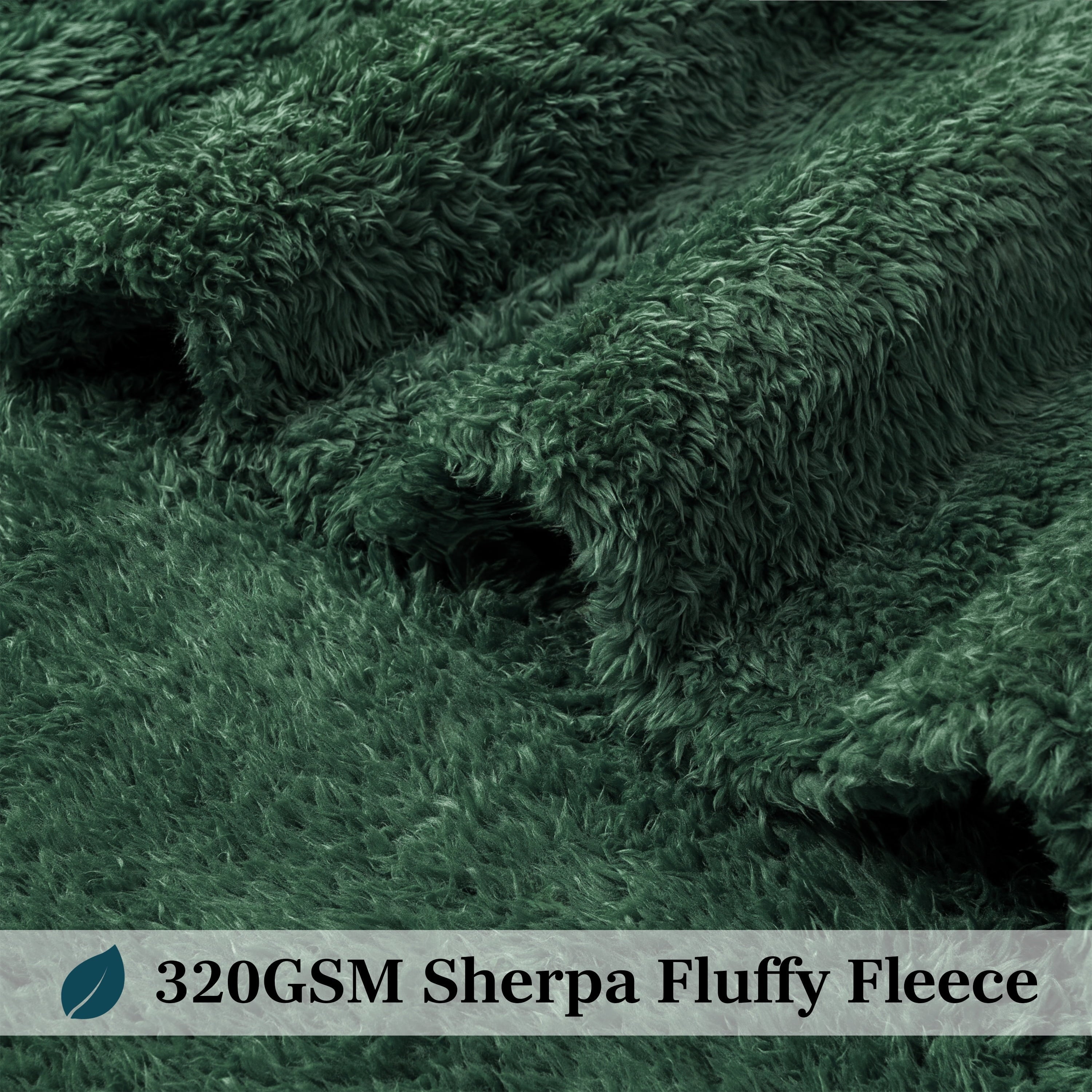 Super Soft Flannel Sherpa Throw Blanket For Couch Sofa, Emerald Green Fluffy Warm Plush Blanket for Bed, Cozy Super Soft Lightweight Thr... - Super Soft Reversible Sherpa Flannel Blanket Detail