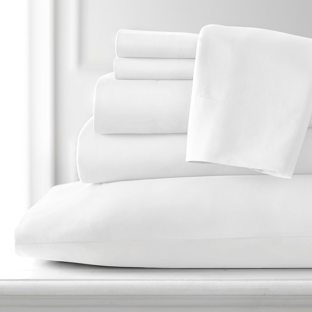 Wrinkle-Resistant Hotel Collection Rayon derived - 6 Piece, Queen, White - Cooling Hotel Quality Bedding Sheets and Pillowcases Detail
