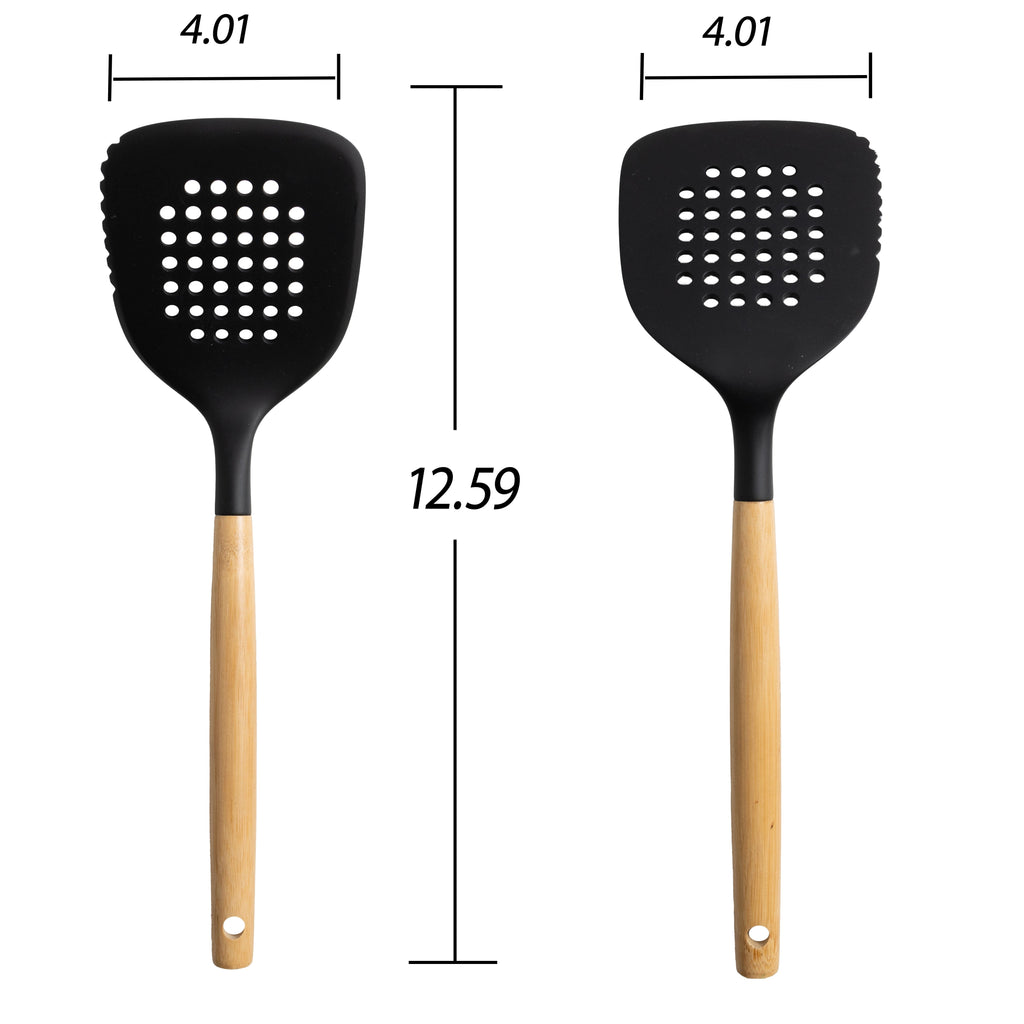 Professional Grade Kitchen and Cooking Utensil Turner, 13" L, Black - High-Precision Culinary Tool for Baking & Cooking Detail