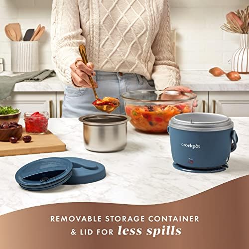 Leak-Proof Crock-Pot Electric Lunch Box Food Warmer 20oz – Faded Blue S22V - Self-Heating Lunch Box for Office and Car Travel Detail