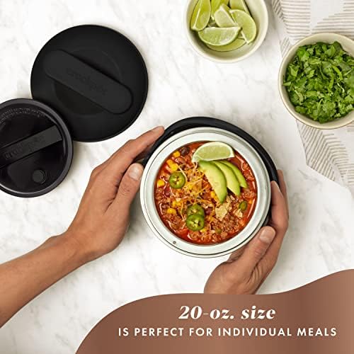 Self-Heating Crock-Pot Electric Lunch Box Food Warmer 20oz – Black S26G - Leak-Proof Heated Bento Box Lunch Warmer Detail