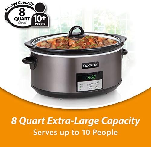 Triple-Insulated Crock-Pot 8 Quart Programmable Slow Cooker with Auto Warm S28G - Large Capacity Electric Stew Pot & Slow Cooker Detail