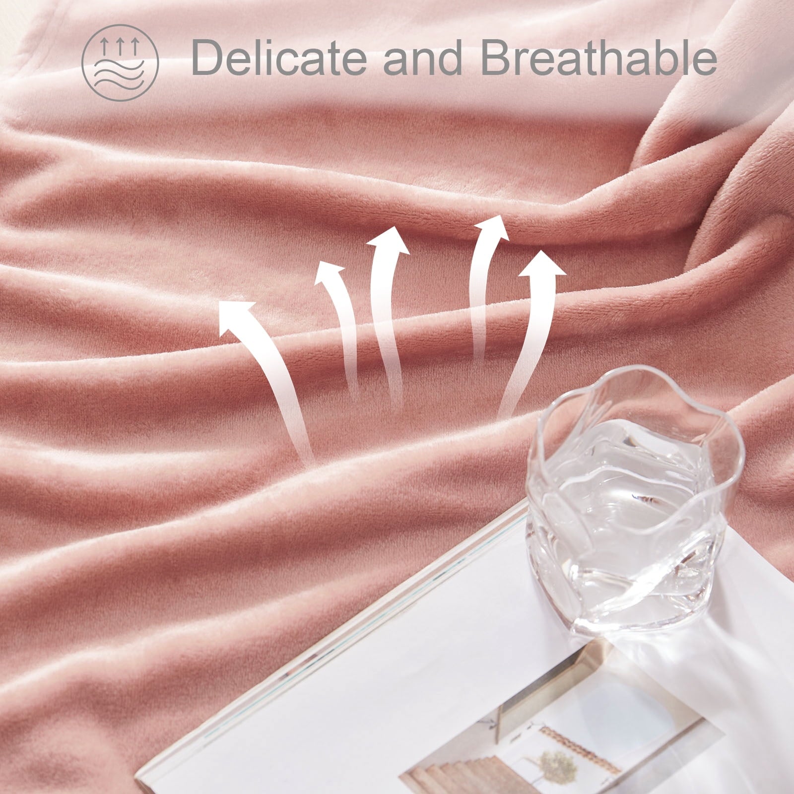 Super Soft Flannel Large Flannel Fleece Velvet Plush Throw Blanket - 50" x 70" (Pink) - Cozy Fleece Throw Blanket for Couch & Bed Detail