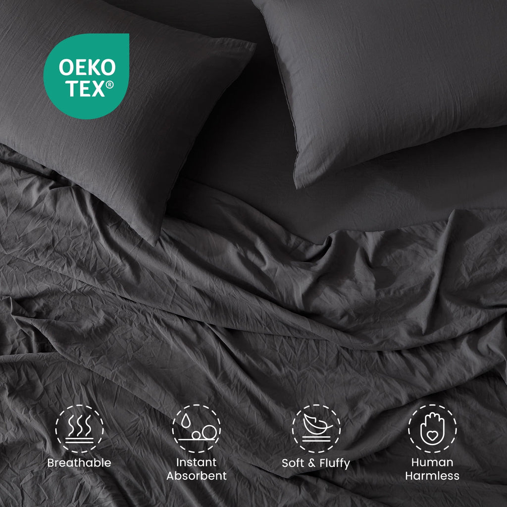Wrinkle-Resistant Bed Sheets - Full Size Bed Sheets - Washed Microfiber - 4 Piece Hotel Luxury Bedding Sheets with Fitted Sheet, Flat S... - Premium Ultra-Soft Pillowcase Pair for Sleeping Detail