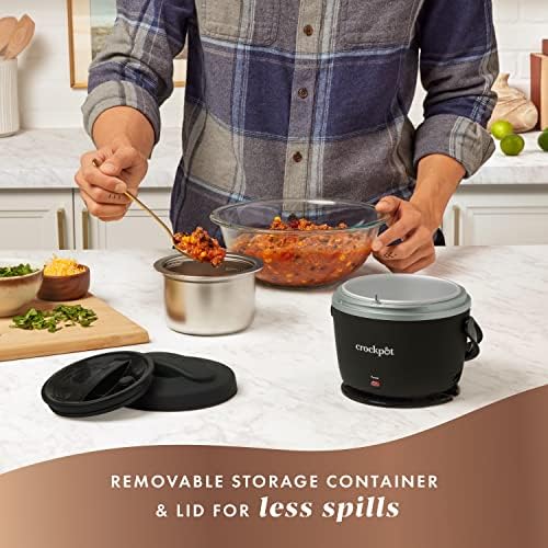 Self-Heating Crock-Pot Electric Lunch Box Food Warmer 20oz – Black S26G - Leak-Proof Heated Bento Box Lunch Warmer Detail