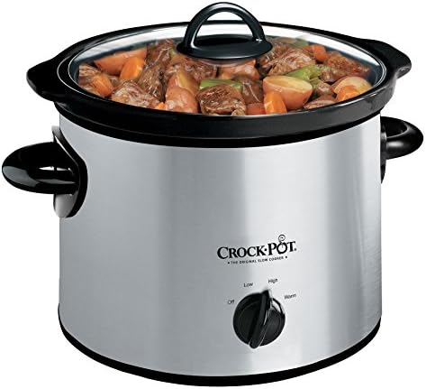 Large Capacity Crock-Pot 3 Quart Manual Slow Cooker – Silver S24N - Large Capacity Electric Stew Pot & Slow Cooker - 3 Quarts