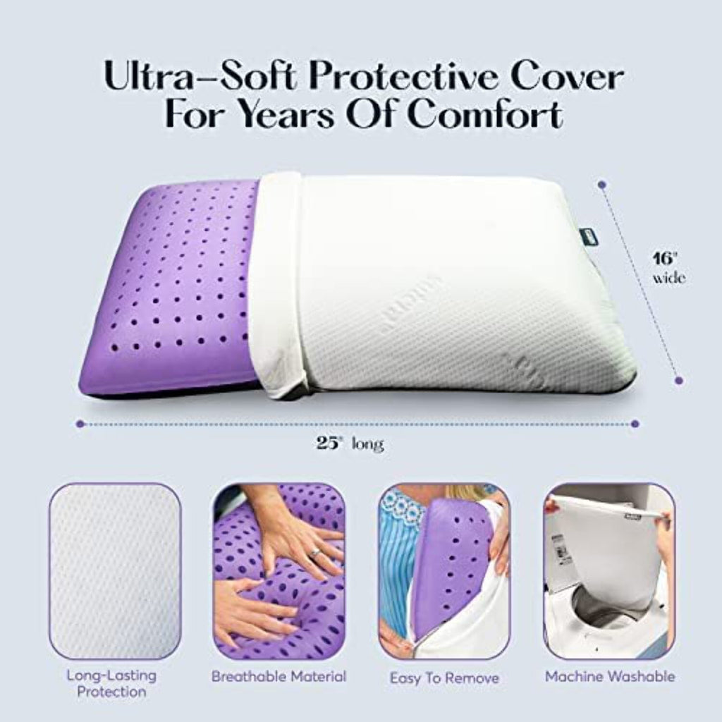 Fluffy Shredded Plush Zen Bed Pillow, Lavender Scented Cooling Adaptive Memory Foam Queen - Ergonomic Memory Foam Pillow for Neck Pain Support Detail