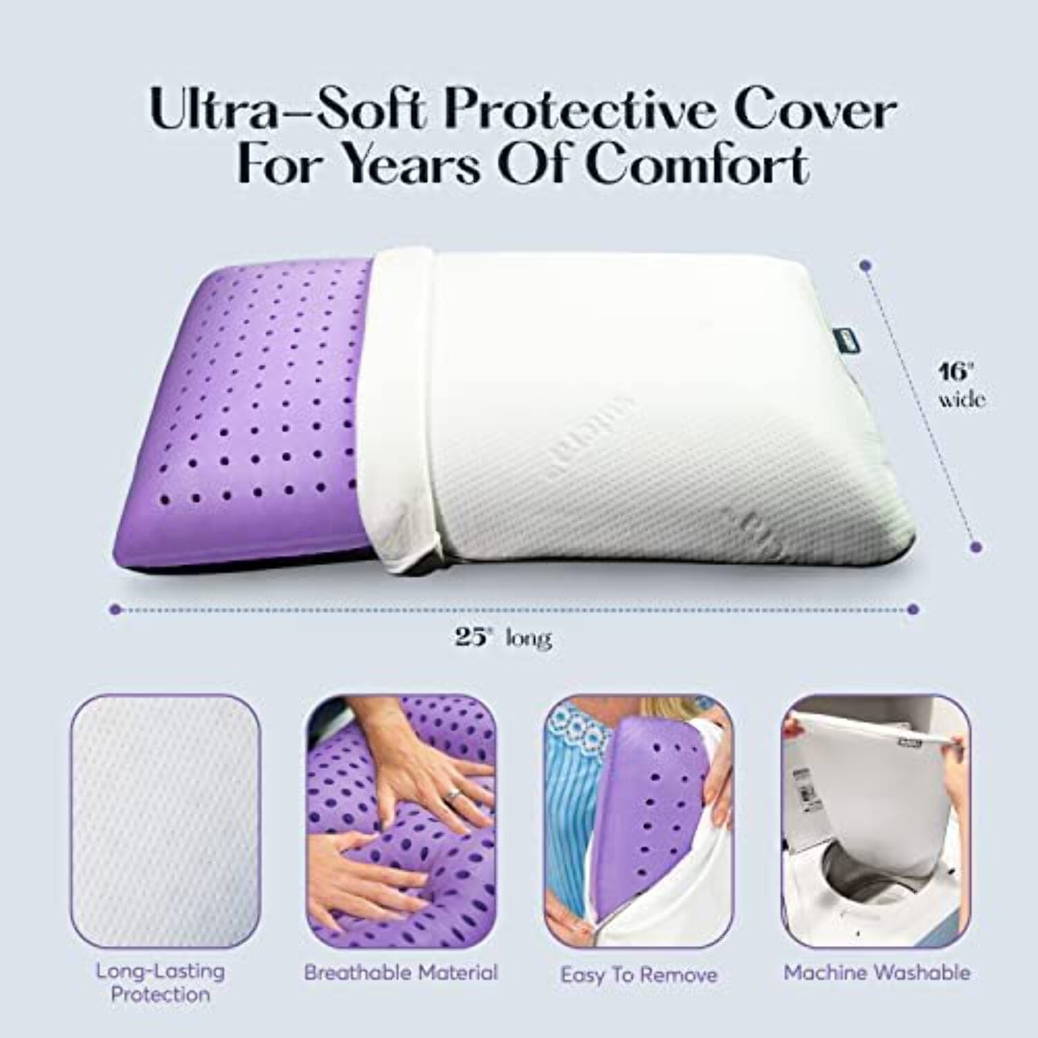 Fluffy Shredded Plush Zen Bed Pillow, Lavender Scented Cooling Adaptive Memory Foam Queen - Ergonomic Memory Foam Pillow for Neck Pain Support Detail