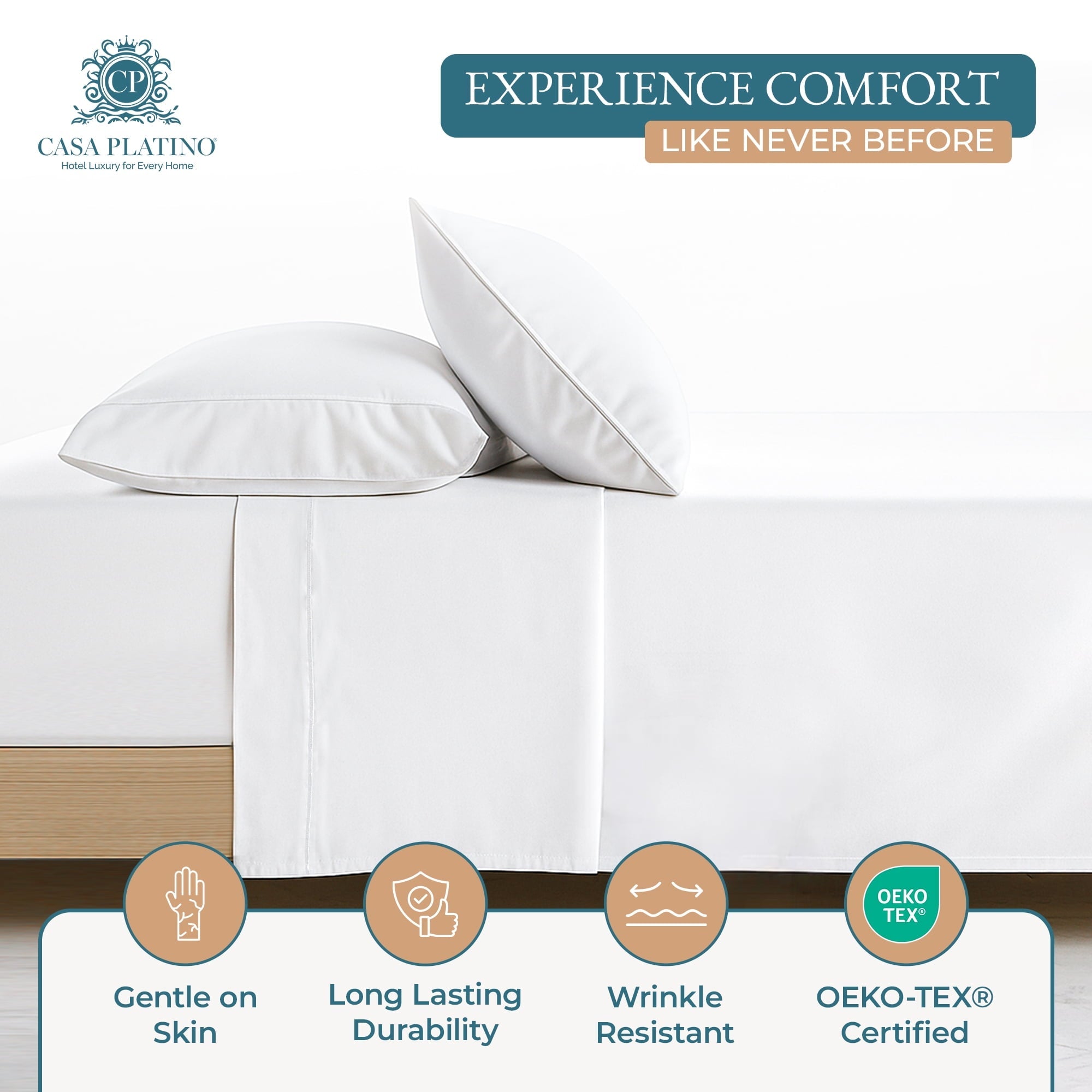 Wrinkle-Resistant Bed Sheets Set – 6 Piece, 600 Thread Count, 100% Cotton Sheets, Hotel Luxury Sateen Finish, 15" Deep Pocket, Easy to ... - Luxury Bed Sheet Set with Deep Pockets Detail