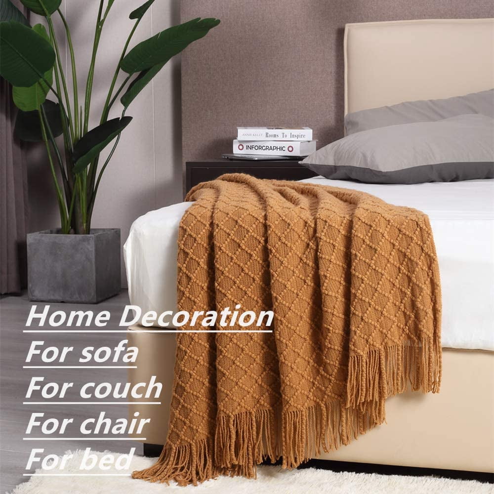 Super Soft Flannel Home Decor Rustic Couch Sofa Chair Bed Throw Blanket, Soft Warm Light Weight in Spring Summer (50''X60'' Brown) - Super Soft Reversible Sherpa Flannel Blanket Detail