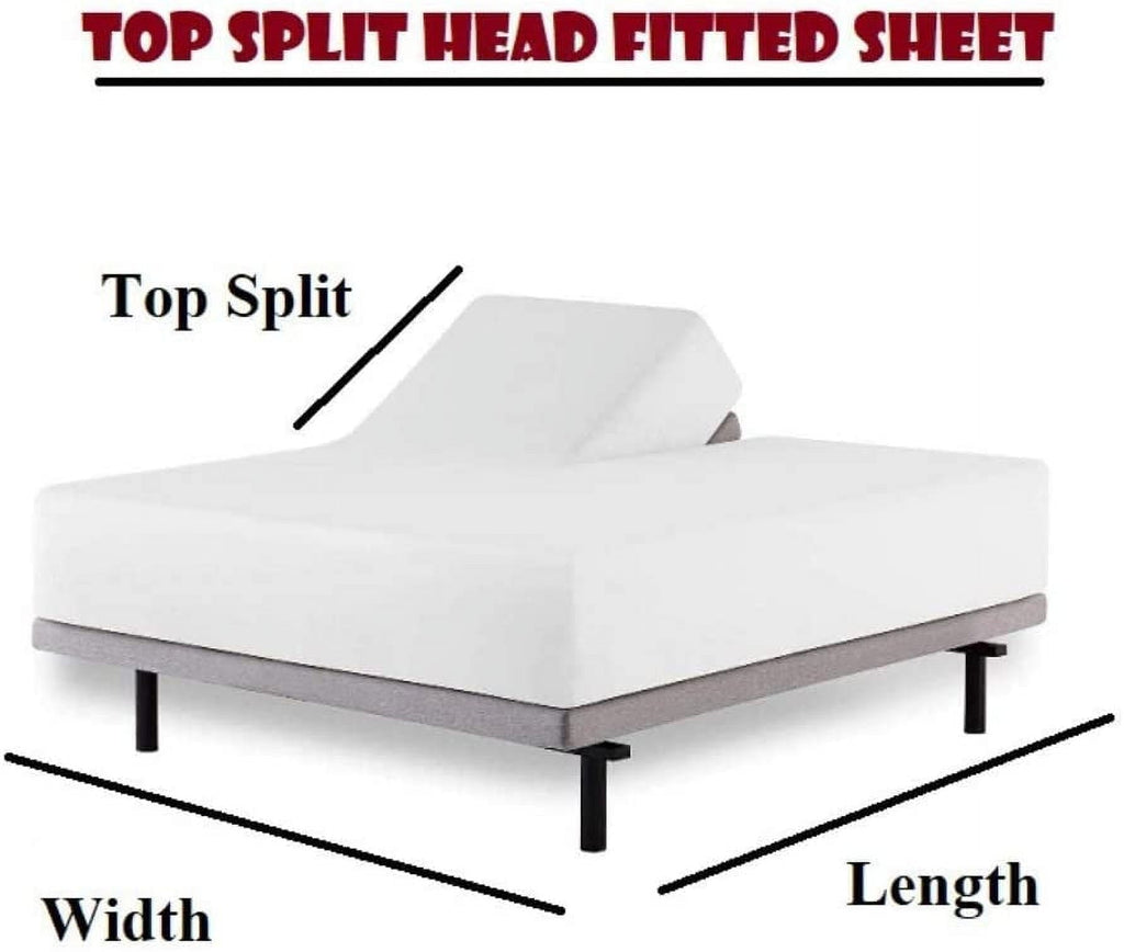 Premium Egyptian Cotton Top Split King 100% Egyptian Cotton 1000 Thread Count, Adjustable Beds -Top Split King Sheets Sets (4 Pcs) Split Down... - Cooling Hotel Quality Bedding Sheets and Pillowcases Detail