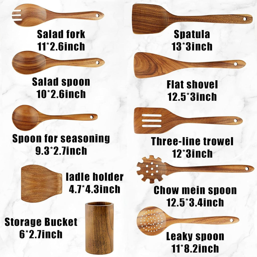 Ergonomic Cooking 10Pcs Wooden Spoons for Cooking, Smooth Finish Teak Wooden Utensils for Cooking, Soft Comfort-Grip Wood Spoons for Co... - Heat-Resistant Silicone Cooking Spatula Turner Detail