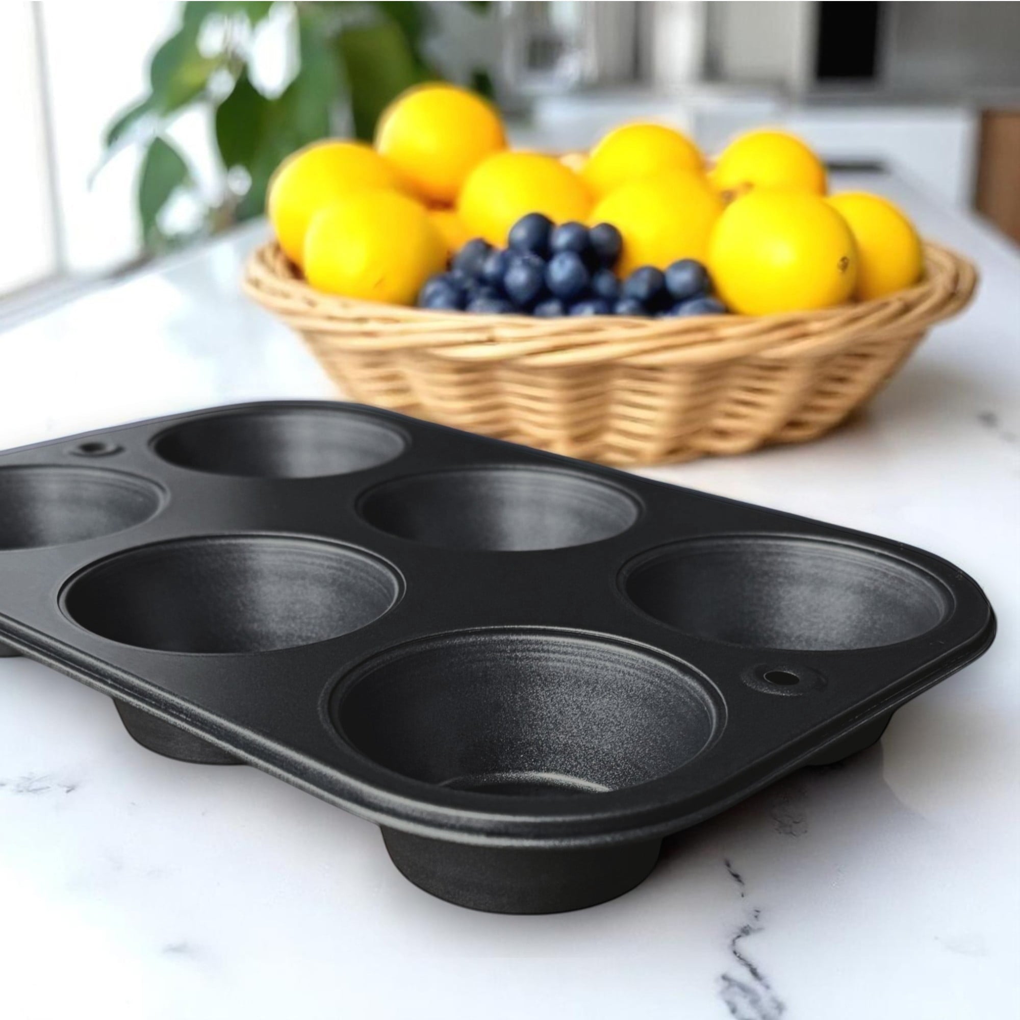 Innovative 6-Cup Nonstick Steel Muffin Pan, 2.9" Cup, Gray, 1 Count - Multi-Functional Manual Food Chopper & Slicer Detail