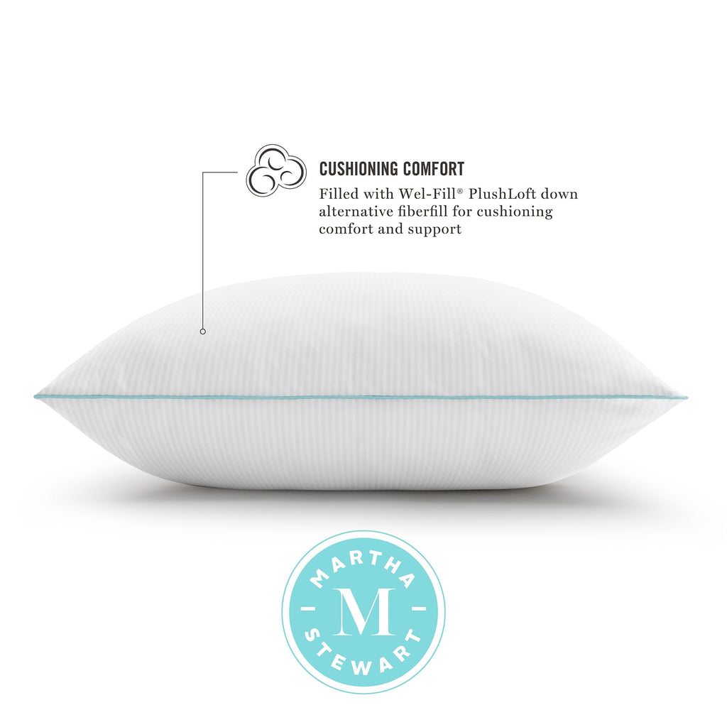 Hotel Collection Classic Stripe Bed Pillows Standard / Queen Size Set Of 2, Enhanced Loft Plush Pillow for All Sleep Positions, 20" x ... - Orthopedic Shredded Foam Bed Pillow Set Detail
