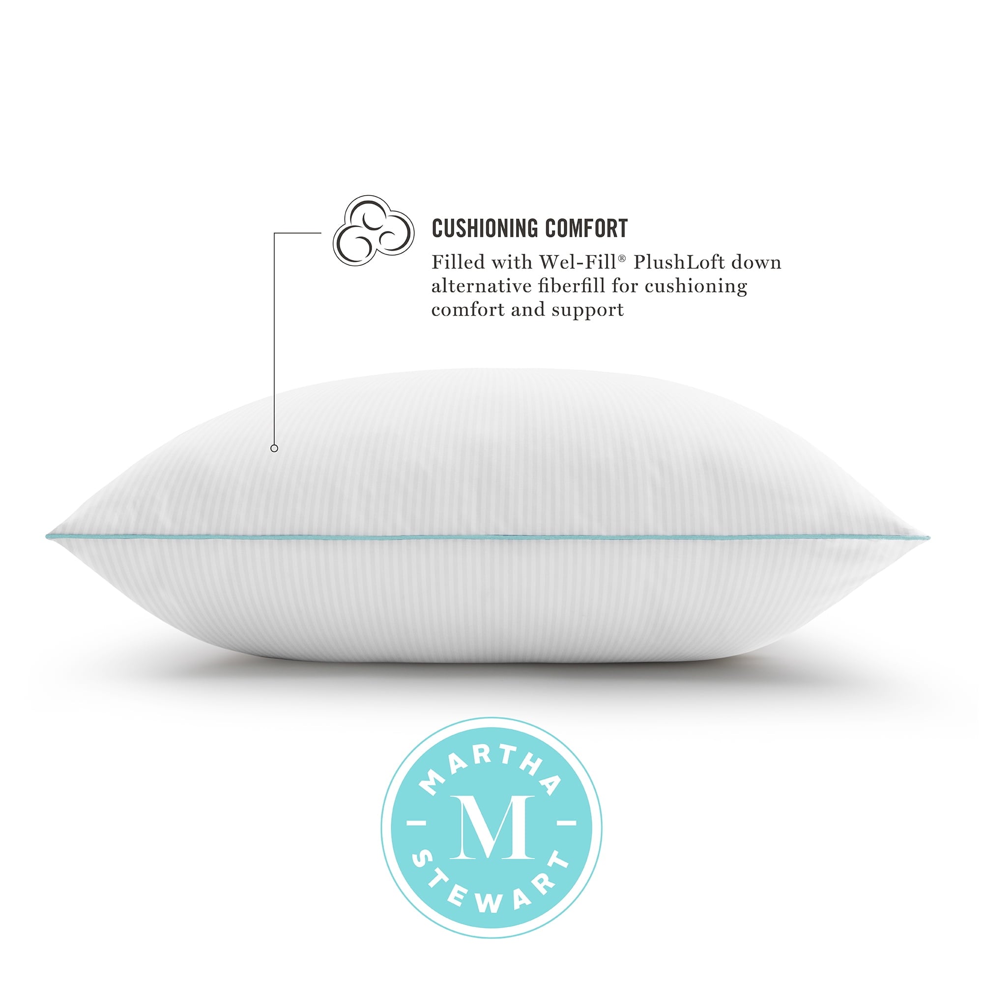 Hotel Collection Classic Stripe Bed Pillows Standard / Queen Size Set Of 2, Enhanced Loft Plush Pillow for All Sleep Positions, 20" x ... - Orthopedic Shredded Foam Bed Pillow Set Detail