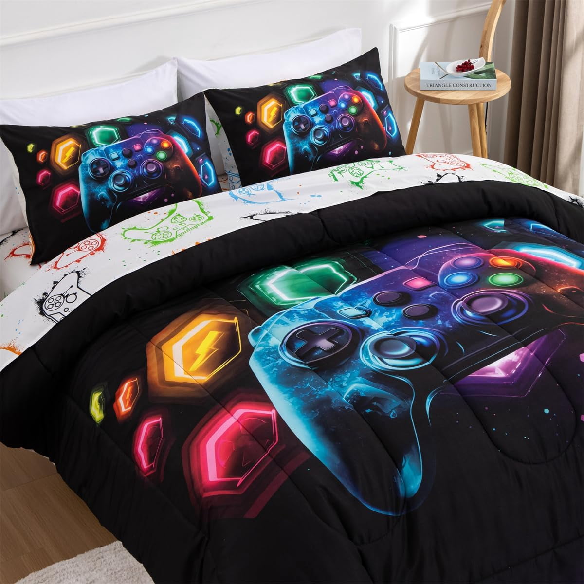 Luxurious Quilted Game Console Comforter Set for Boys Girls Kids Space Universe Gaming Geometric Lightweight Microfiber Gamer Bedding S... - Cloud-Like Soft Lightweight Bed Comforter Detail