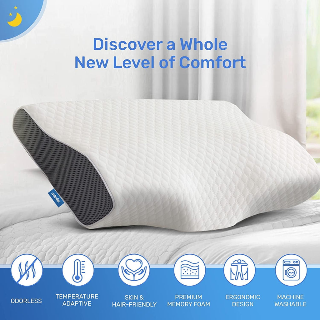 Decorative Plump | Cervical Memory Foam Bed Pillow Standard | Neck, Shoulder Pain Relief | Improves Sleeping - Decorative Throw Pillow Cushion for Sofa & Bed Detail