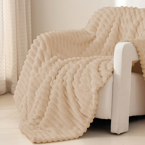 Cozy Fleece Extra Large Throw Blanket for Couch Home Office Hotel 100% Cotton Super Soft Blanket for Adult 47"x70" Khaki - Cozy Fleece Throw Blanket for Couch & Bed Detail