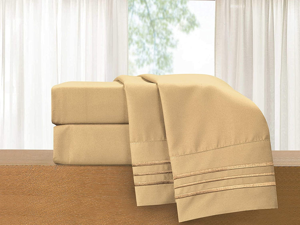 Cooling Sateen Super Soft 1500 Premier Hotel Collection Sheet set, Queen, Gold - Cooling Hotel Quality Bedding Sheets and Pillowcases Detail
