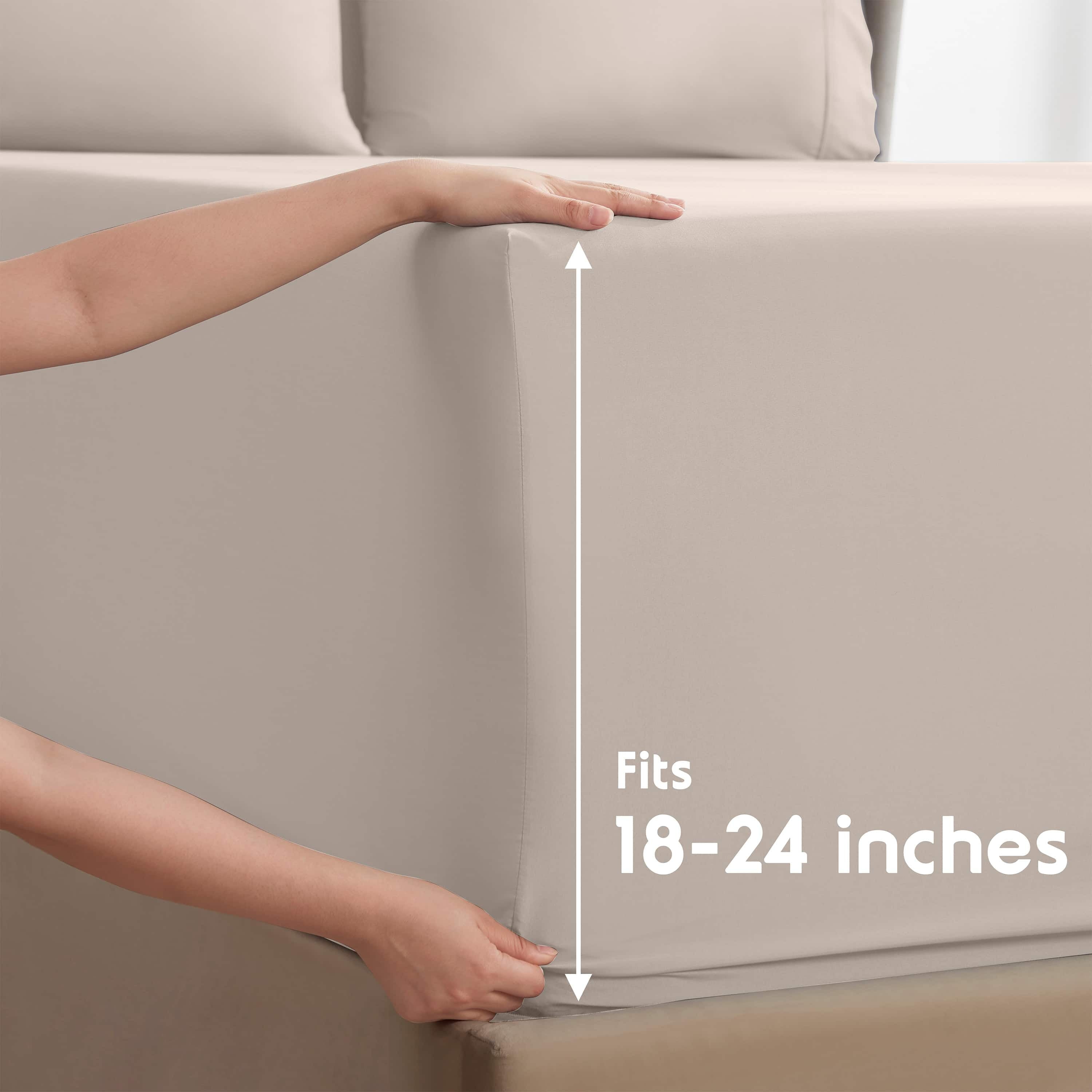 Breathable Luxury Extra Deep Pocket Full Sheets Set, 4 Piece, Fits 18"-24" Mattress, Breathable & Extra Soft Bed Sheets, Linen - Premium Ultra-Soft Pillowcase Pair for Sleeping Detail