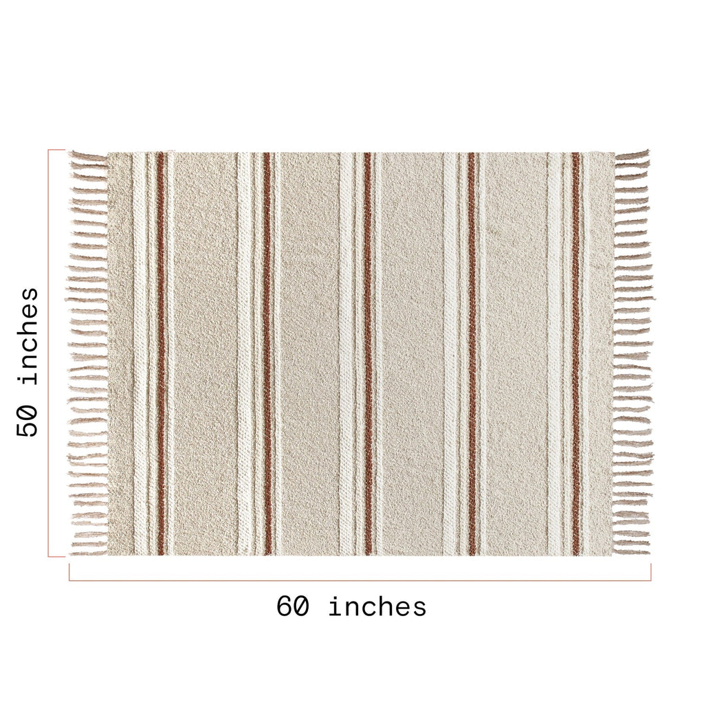 Super Soft Flannel 60" x 50" Cozy Striped Porcini Chenille Throw - Lightweight Plush Warm Blanket for All Seasons Detail