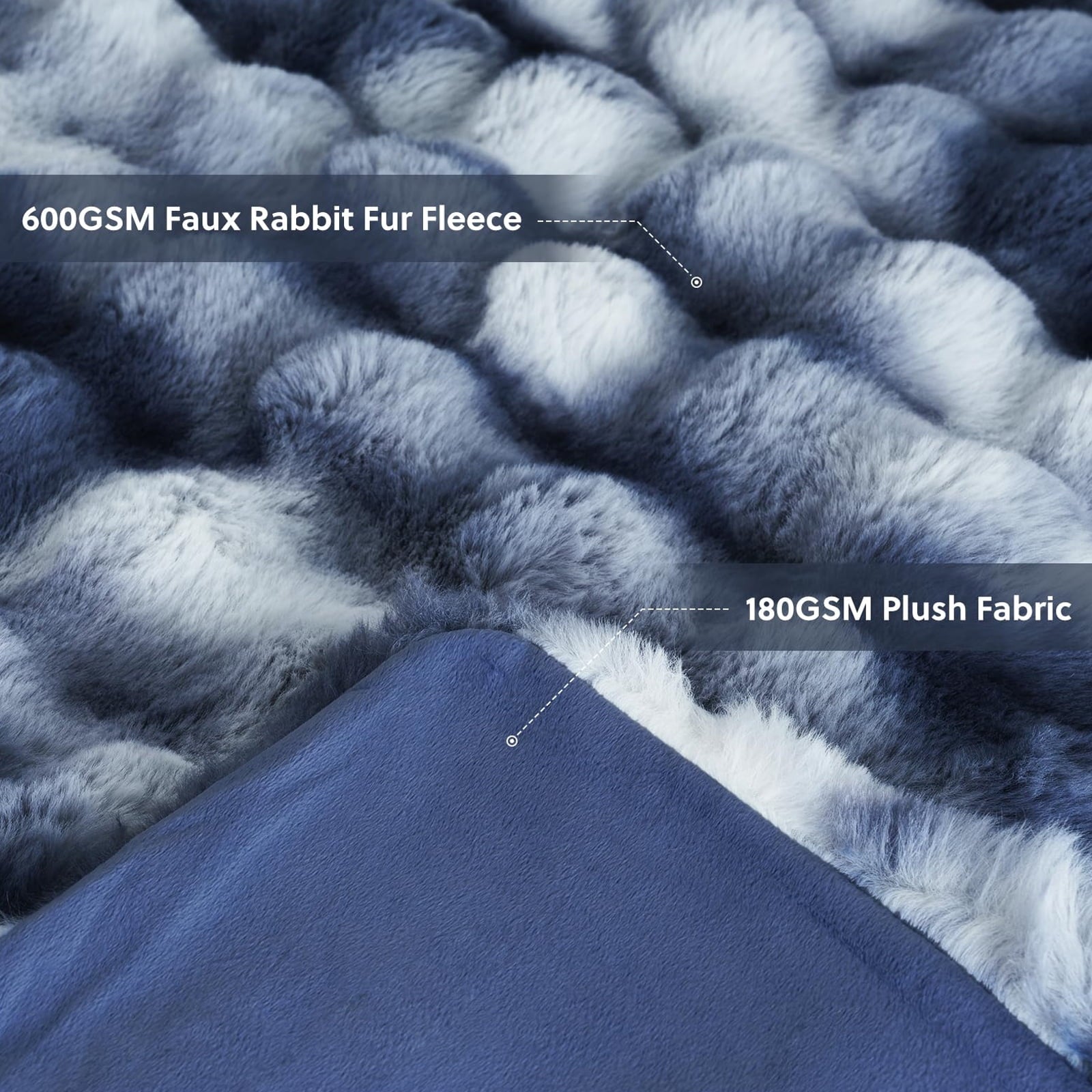 Lightweight Warm Faux Fur Throw Blanket for Couch Luxury Fluffy Thick Bubble Blanket Warm Cozy Throw for Bedroom Living Room, 50" x 60... - Lightweight Plush Warm Blanket for All Seasons Detail
