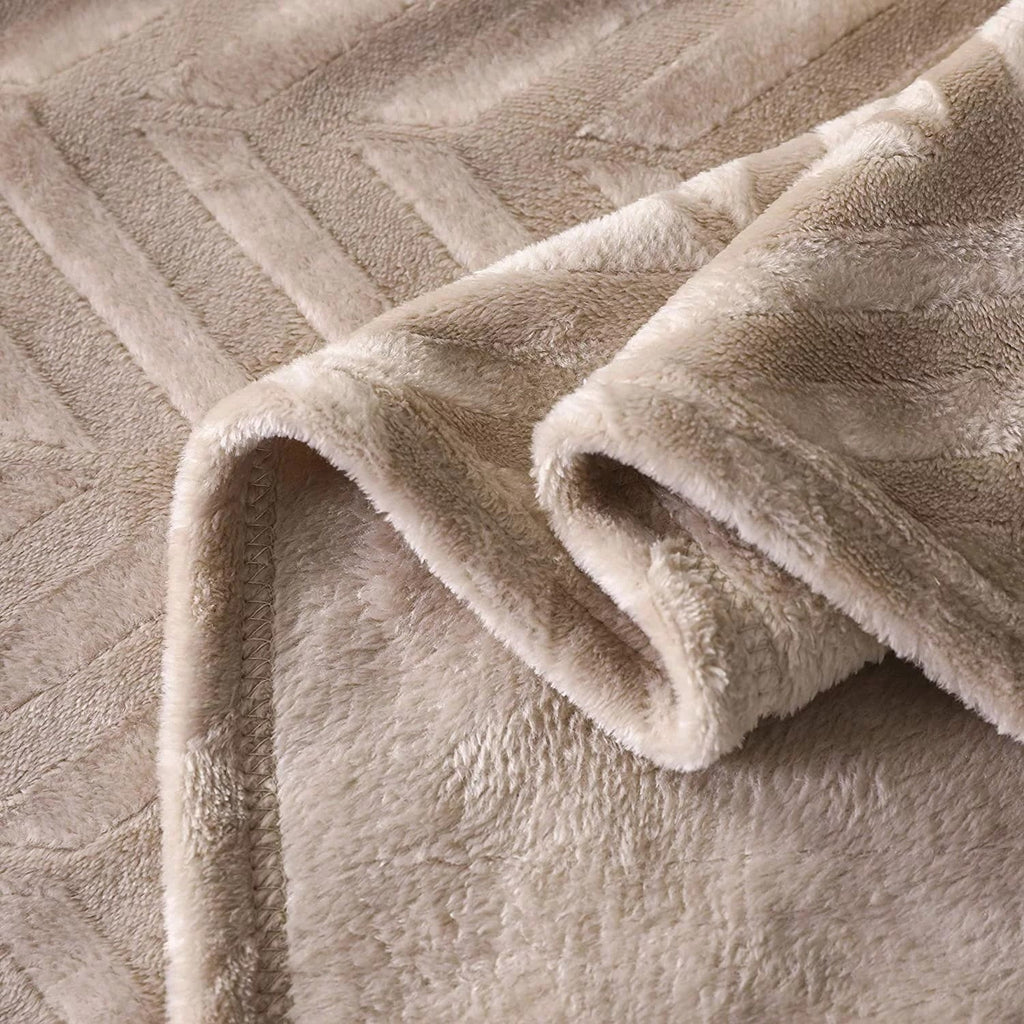 Decorative Knitted Soft Flannel Fleece Lightweight 50"x60" Throw Blanket, Brushed Chevron Design Fluffy Plush Cozy Blanket for All Seaso... - Lightweight Plush Warm Blanket for All Seasons Detail
