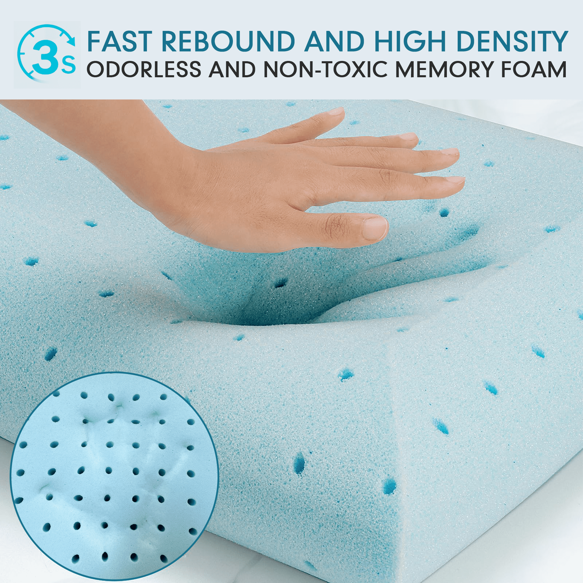 Ergonomic Memory Foam Gel Memory Foam Pillow, Queen Size Bed Pillow, Washable Cover, Cooling, Breathable Neck Pillow for Sleeping - Orthopedic Shredded Foam Bed Pillow Set Detail