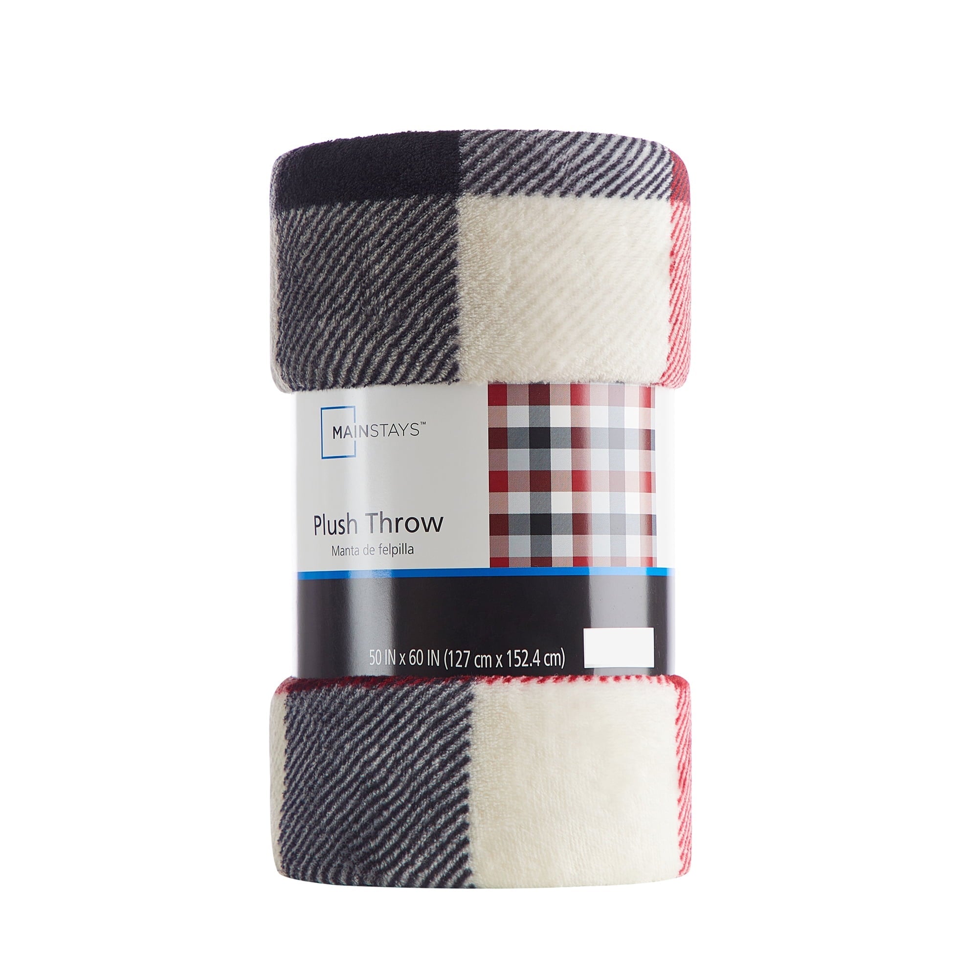 Reversible Sherpa Cozy Plush Throw Blanket, Red Plaid 50" x 60" All Ages - Cozy Fleece Throw Blanket for Couch & Bed Detail