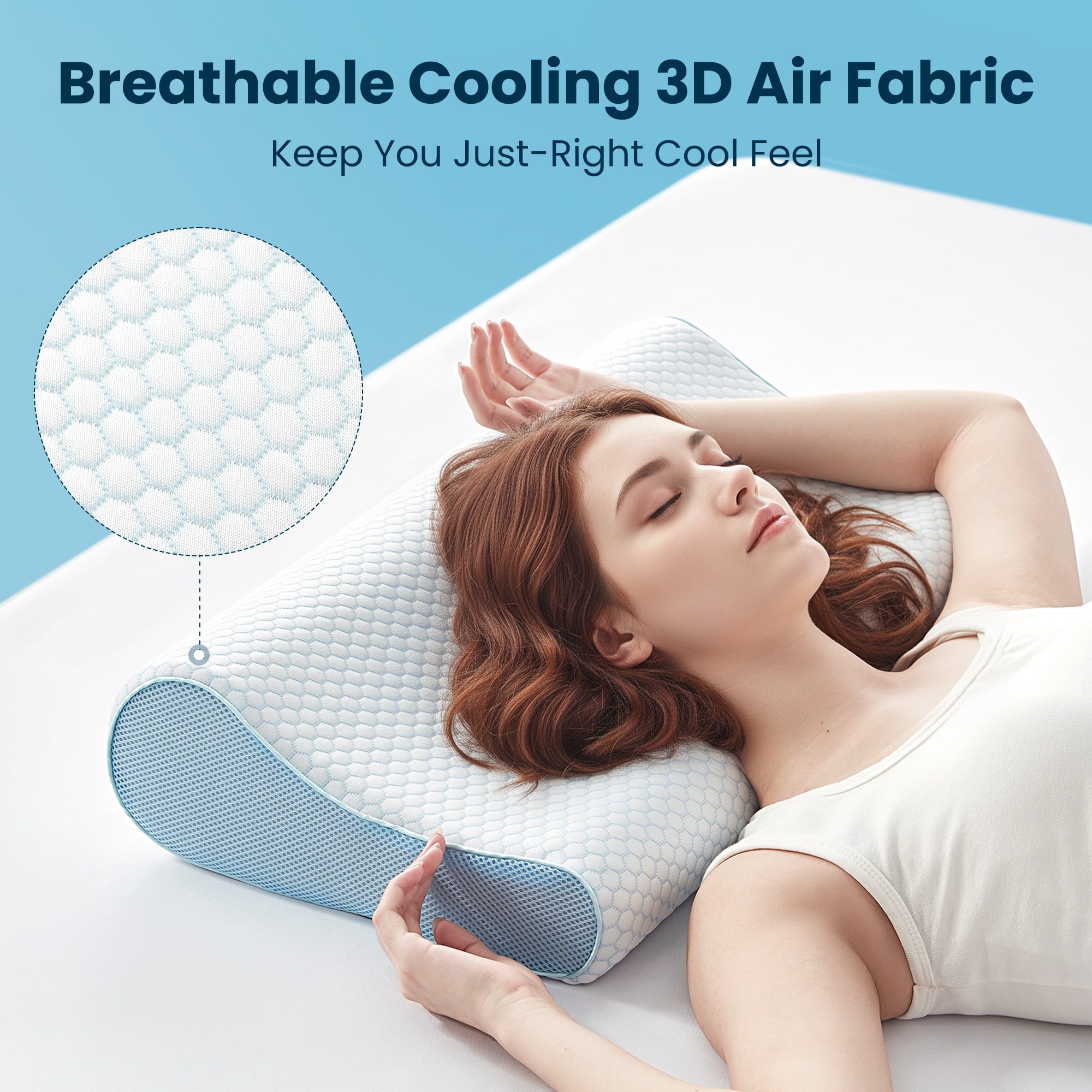 Ergonomic Memory Foam Standard Cooling Memory Foam Pillow, Ergonomic Adjustable Orthopedic Contour Bed Pillows Neck Support for Side Back S... - Orthopedic Shredded Foam Bed Pillow Set Detail