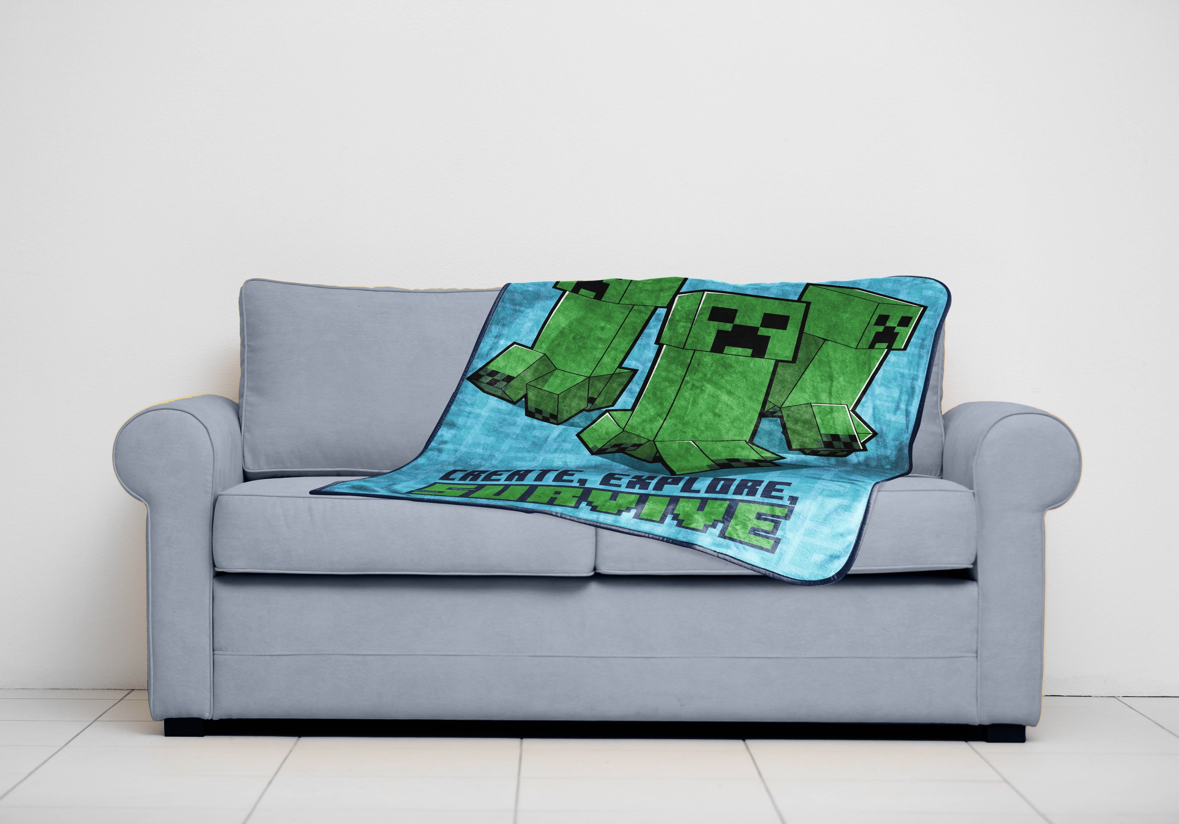 Decorative Knitted Kids Silk Touch Throw Blanket, 46 x 60, Microfiber, Blue - Super Soft Reversible Sherpa Flannel Blanket - Default Title