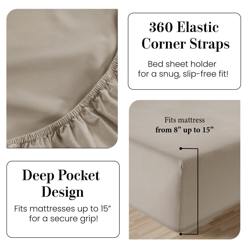 Ultra-Soft 100% Cotton Sheets Set – 4 Piece Cal King Bed Sheet, Soft & Comfy All Season Breathable Percale Weave, 15” Snug Fit D... - Breathable Egyptian Cotton Flat & Fitted Sheets Detail