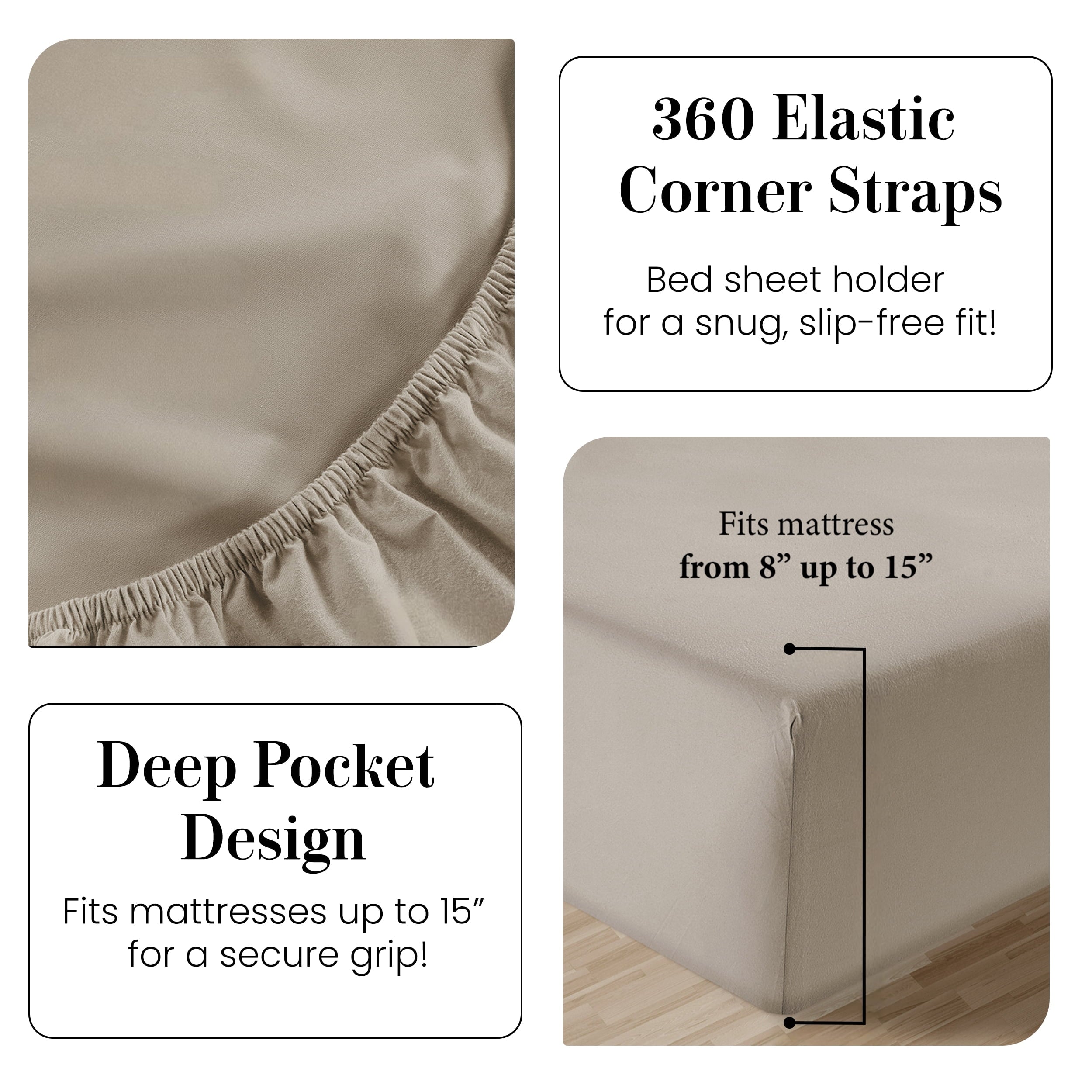 Ultra-Soft 100% Cotton Sheets Set – 4 Piece Cal King Bed Sheet, Soft & Comfy All Season Breathable Percale Weave, 15” Snug Fit D... - Breathable Egyptian Cotton Flat & Fitted Sheets Detail