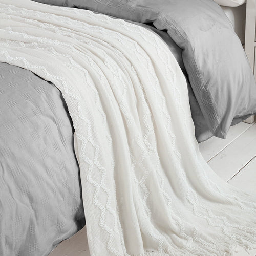 Decorative Knitted Fluffy Chenille Knitted Fringe Throw Blanket, Lightweight Soft Cozy Bed Sofa Chair Blanket, White, 50" x 60" - Super Soft Reversible Sherpa Flannel Blanket Detail