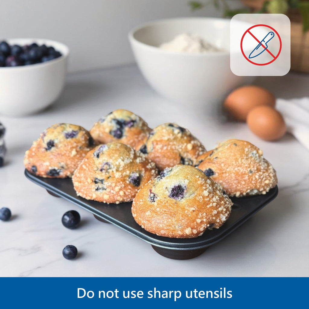 Innovative 6-Cup Nonstick Steel Muffin Pan, 2.9" Cup, Gray, 1 Count - Multi-Functional Manual Food Chopper & Slicer Detail