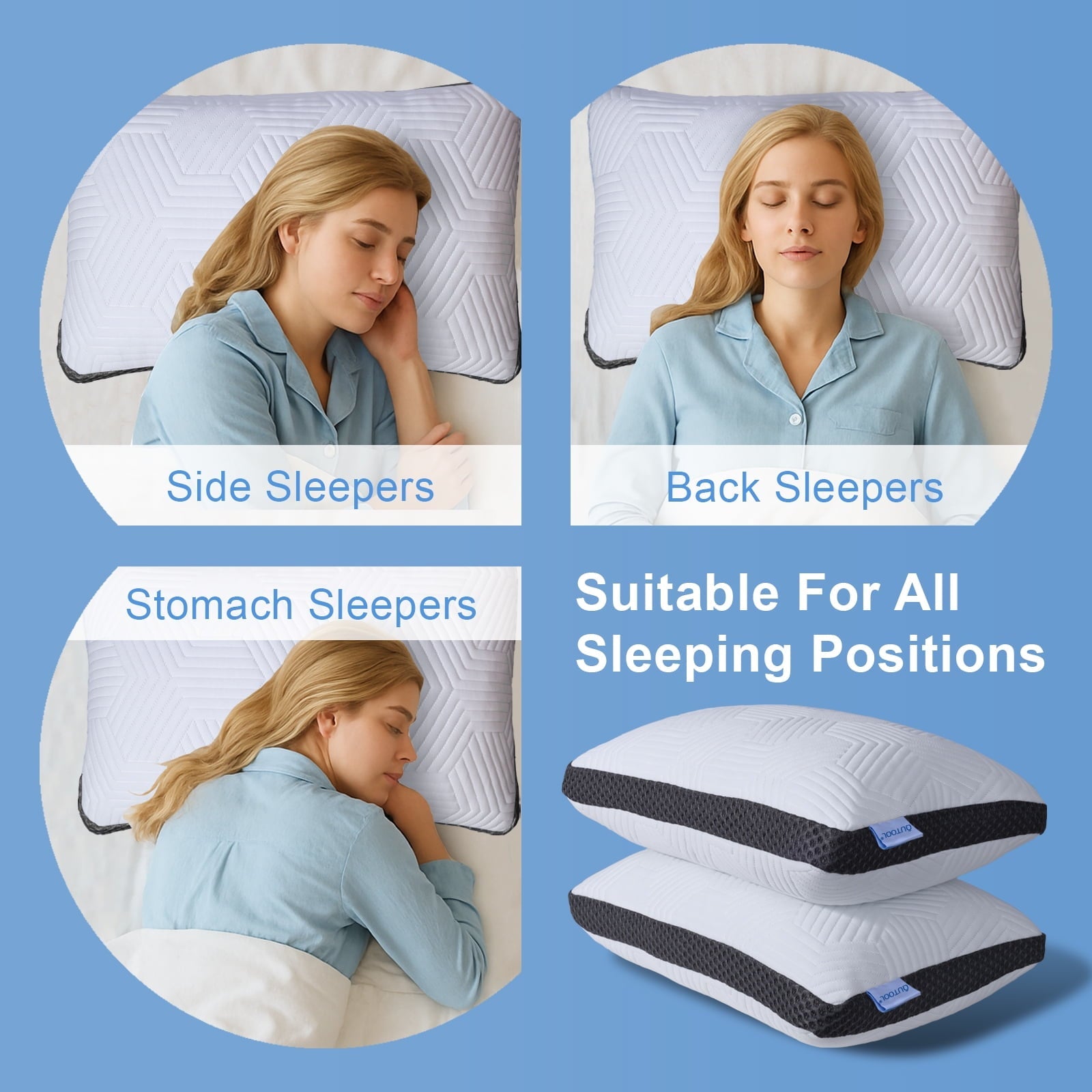 Hotel Collection Soft Bed Pillow, Shredded Memory Foam Pillow, Comfortable Sleeping Pillow, Standard Size, Affordable Everyday Use - Ergonomic Memory Foam Pillow for Neck Pain Support Detail