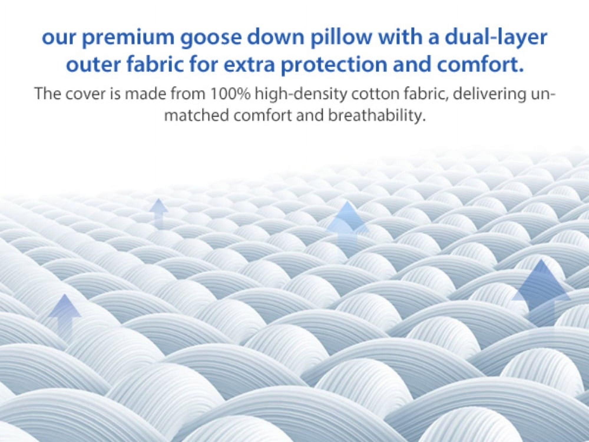Orthopedic Support Goose Feather and Down Pillows Queen Size Set of 2 Luxury Hotel Bed Pillows with Cotton Cover - Ergonomic Memory Foam Pillow for Neck Pain Support Detail