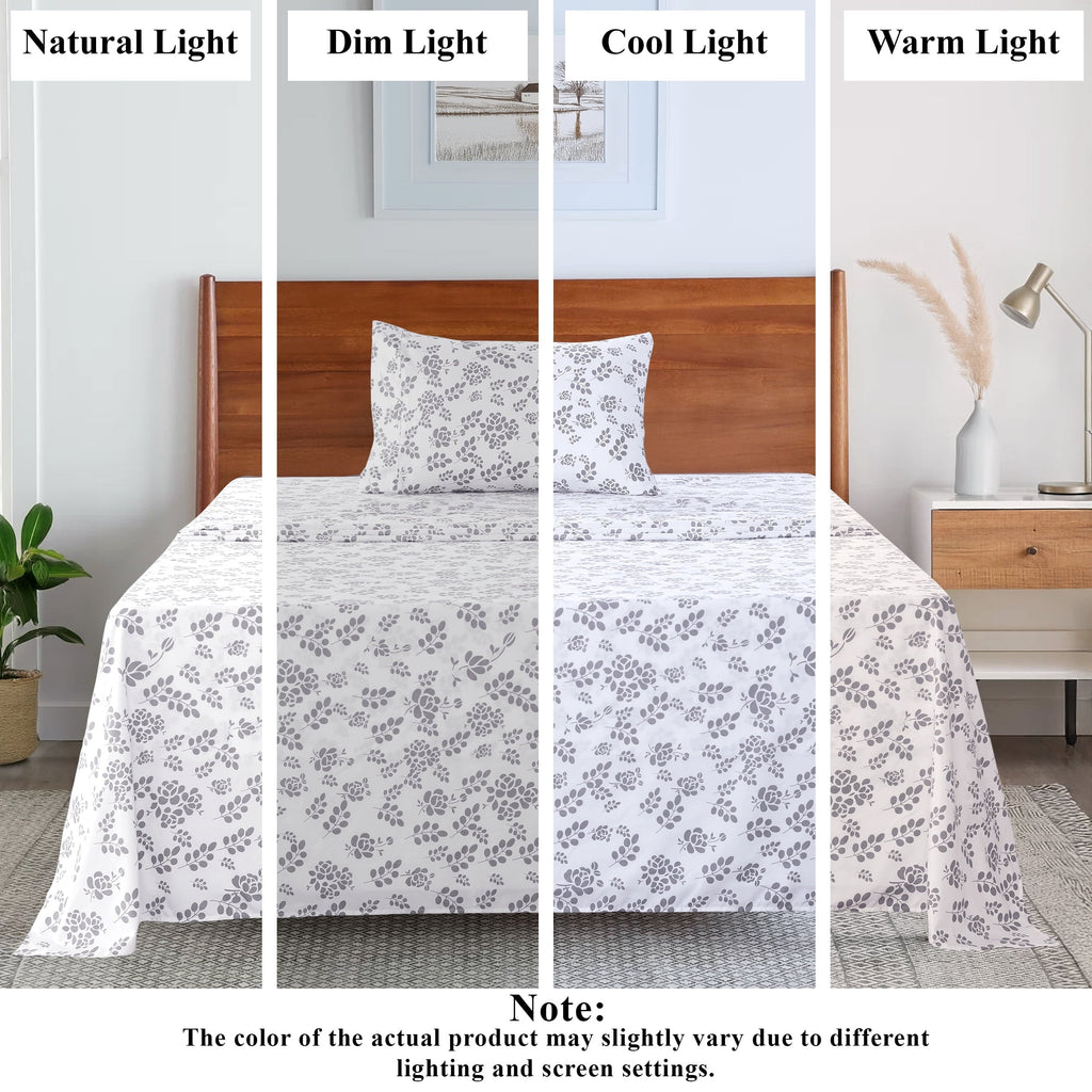 Ultra-Soft Lux Decor Twin Microfiber Bed Sheets - 3 Piece Floral Sheet Set, Soft Breathable Bedding, Wrinlkle Resistant, OEKO-TE... - Luxury Bed Sheet Set with Deep Pockets Detail