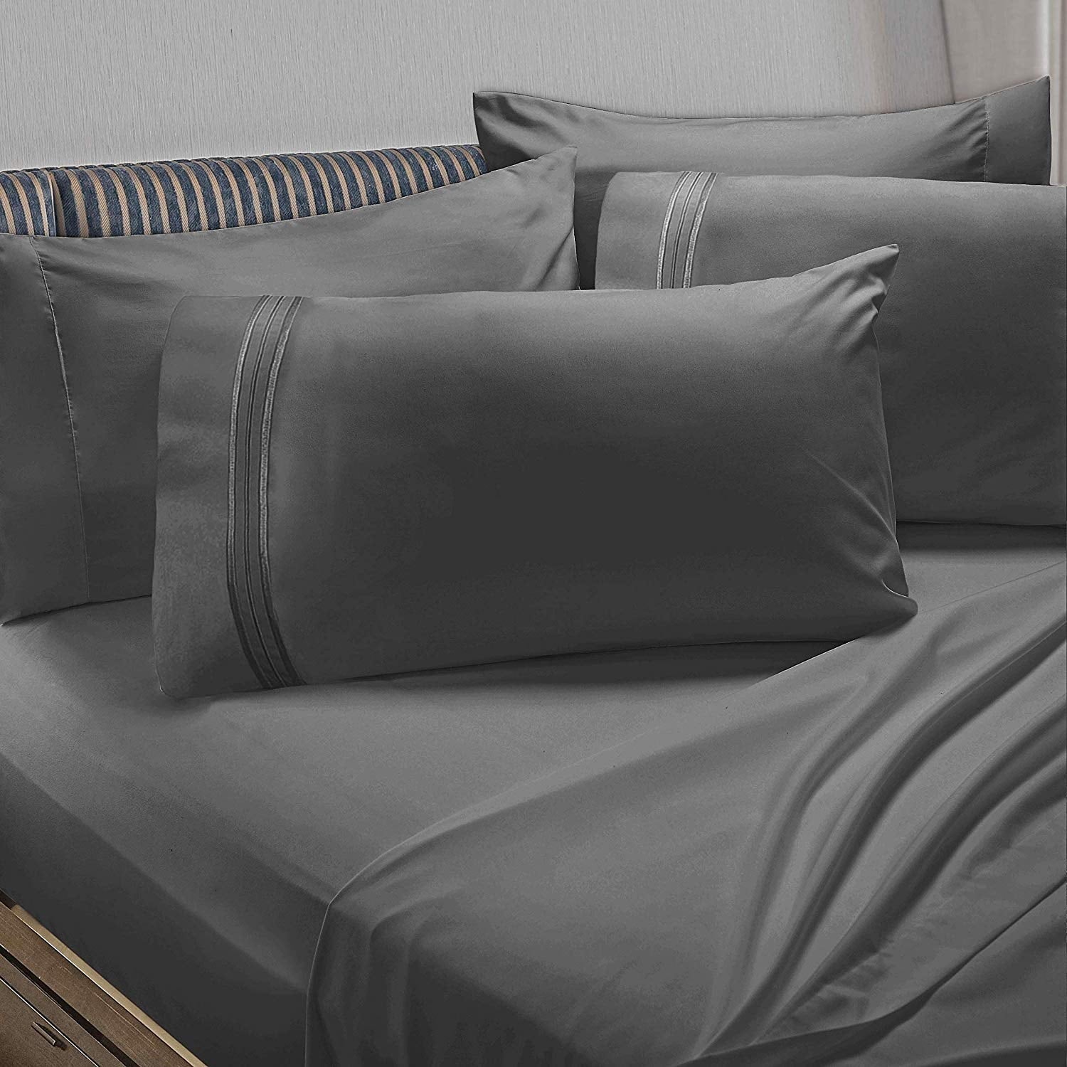 Premium Egyptian Cotton 6 Piece 1800 Collection Bed Sheet Set with Extra Pillowcases, Deep Pockets Fitted Sheet, 100% Soft Microfiber, Hypoal... - Breathable Egyptian Cotton Flat & Fitted Sheets - Default Title