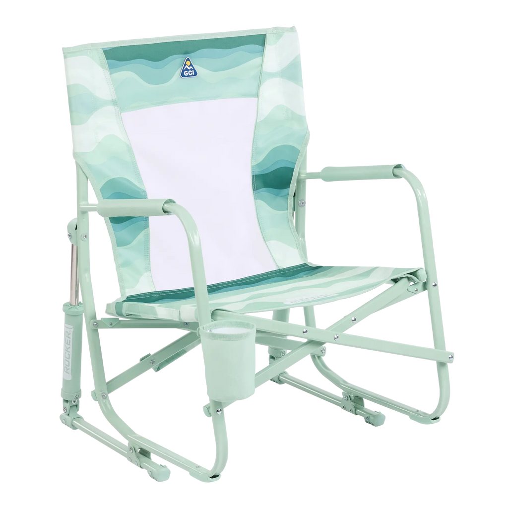 Smooth Motion Beach Rocker - Choice 712 - RoadTrip Rocker Smooth Motion Camp Chair - Green Beach Wave
