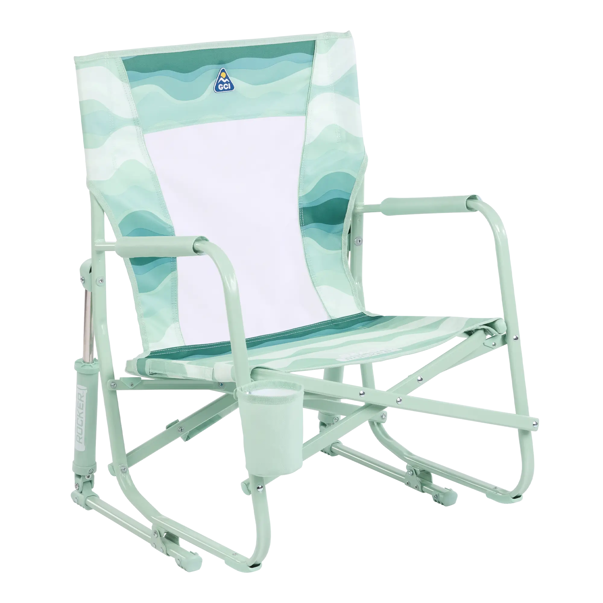 Smooth Motion Beach Rocker - Choice 712 - RoadTrip Rocker Smooth Motion Camp Chair - Green Beach Wave