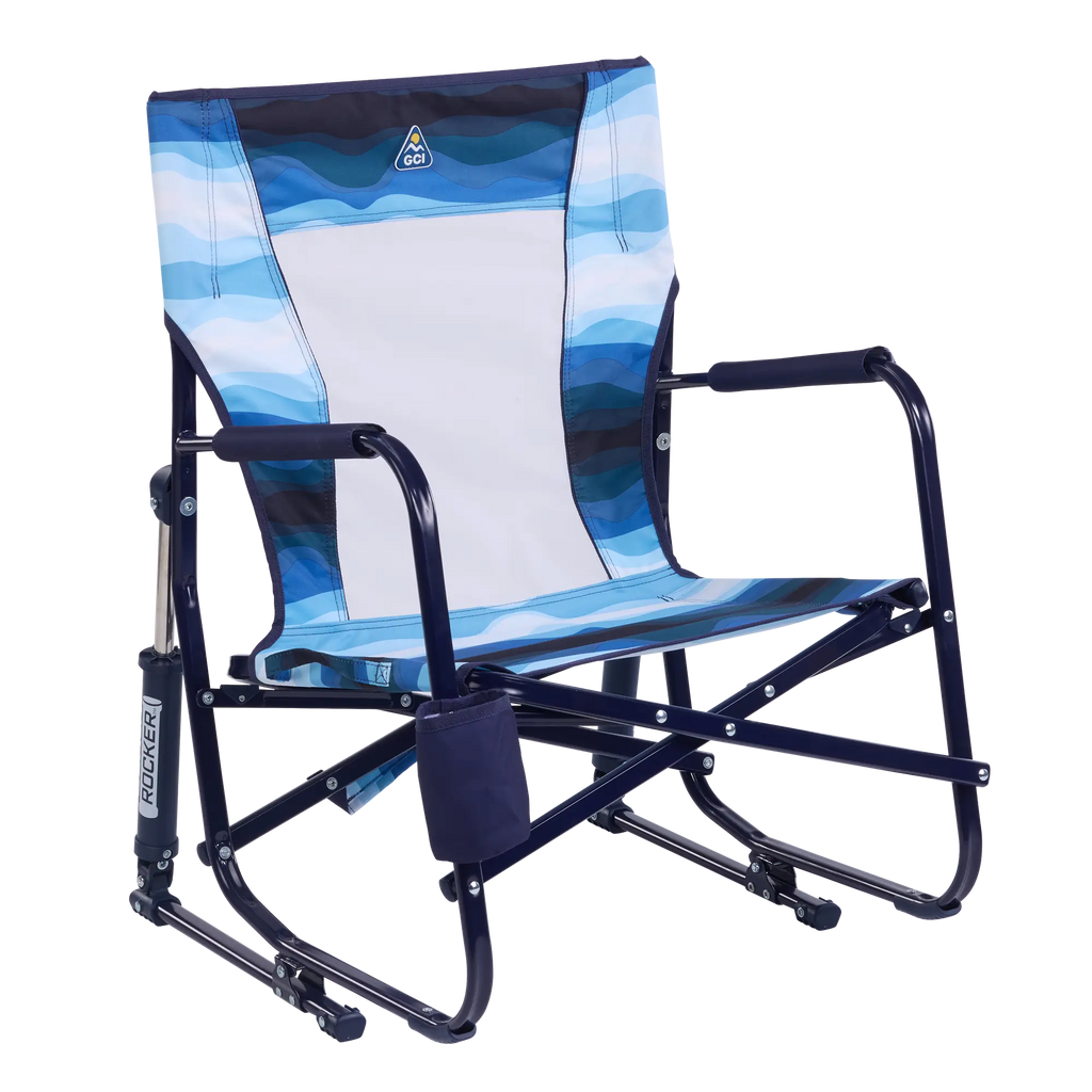 Smooth Motion Beach Rocker - Choice 712 - RoadTrip Rocker Smooth Motion Camp Chair - Blue Beach Wave